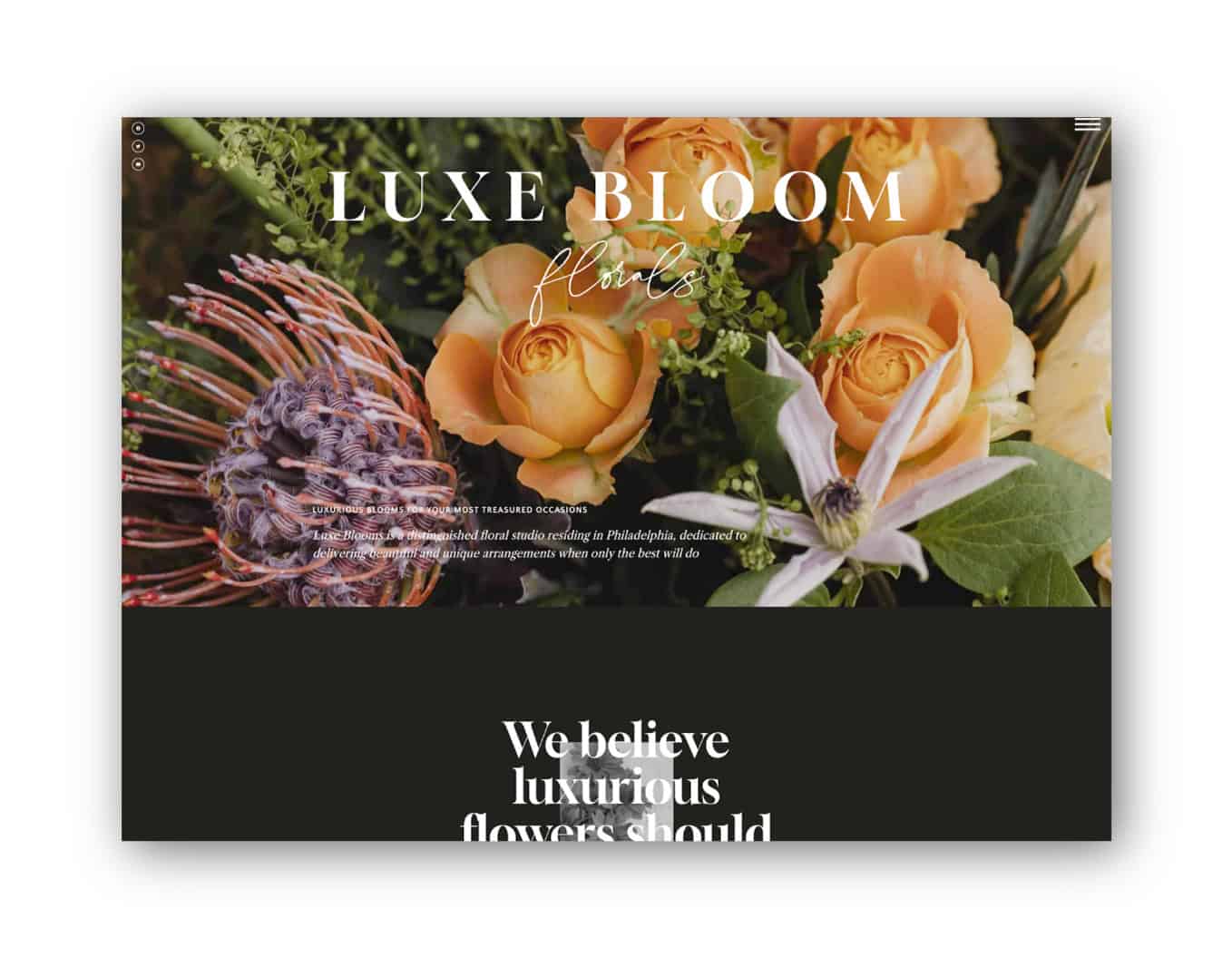 aspect web design luxe bloom homepage